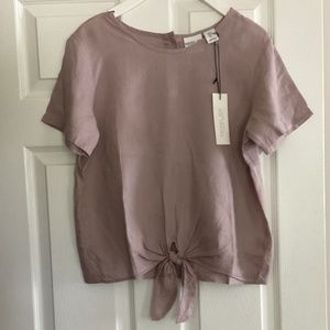 Rachel Zoe Linen Short Sleeve Tie Front Top